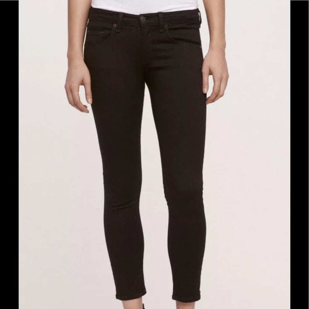 Rag & Bone Capri Cropped Mid Rise Ankle Jeans in Black Size 28